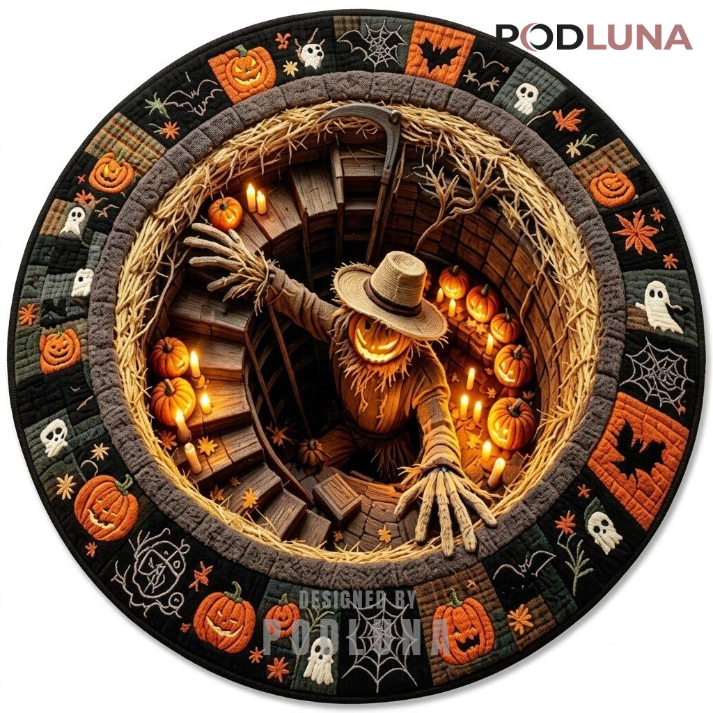 Scarecrow Halloween 3D Rug Straw Well Reaching Pumpkin Icon 1
