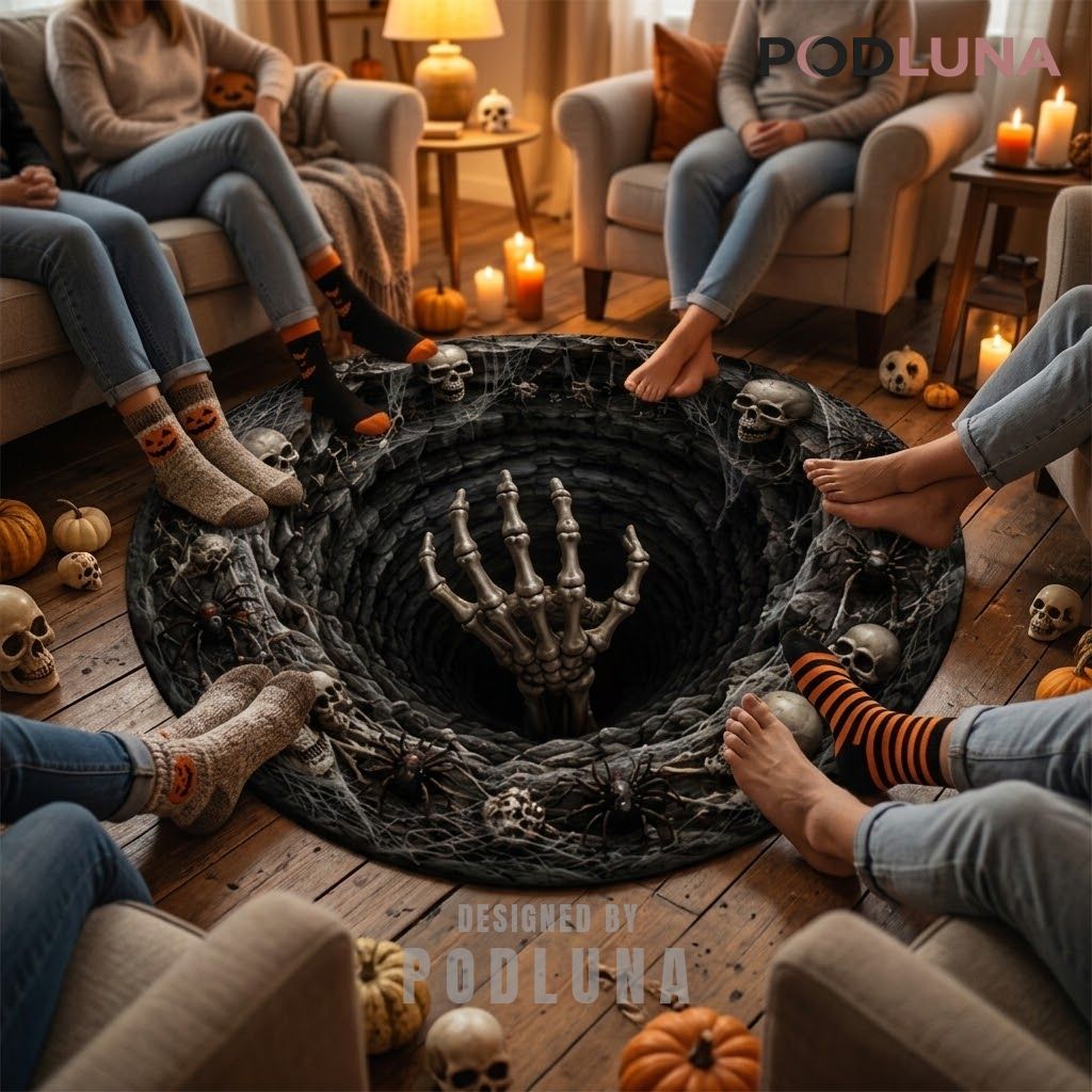 Skeletal Hand Halloween 3D Rug Skull Cobweb Spider Tunnel 2 Skeletal Hand Halloween 3D Rug Skull Cobweb Spider Tunnel 2