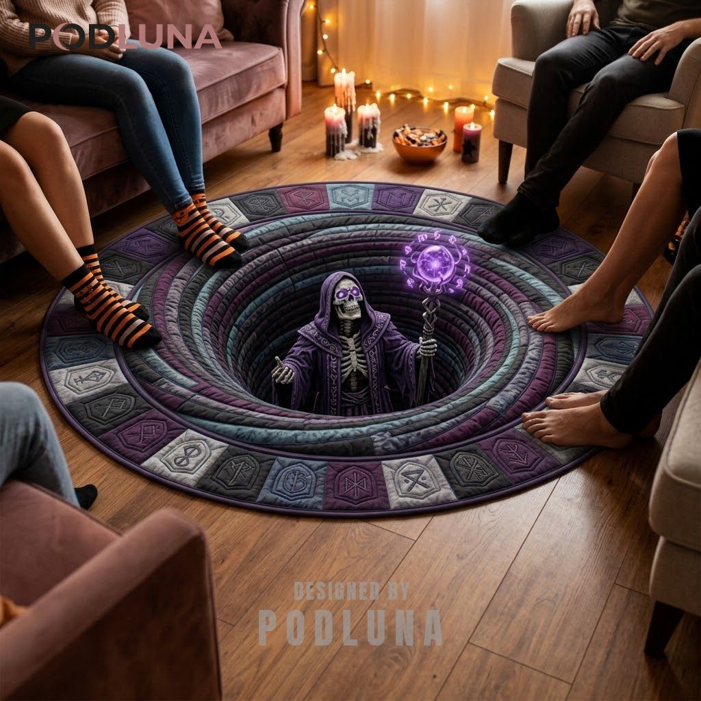Skeleton Sorcerer Halloween 3D Rug Purple Orb Rune Vortex 2 Skeleton Sorcerer Halloween 3D Rug Purple Orb Rune Vortex 2