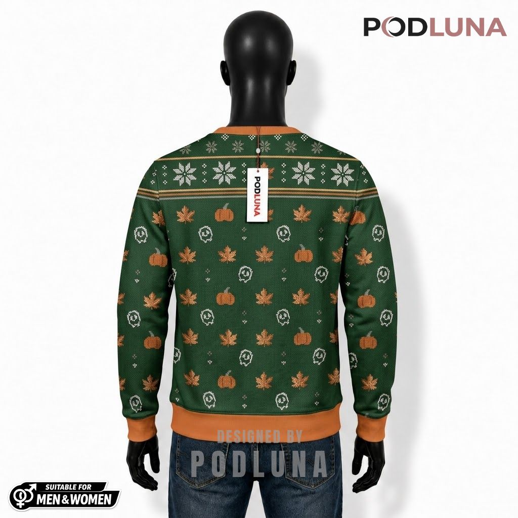 Skeleton Ugly Halloween Sweater Very Demure Mindful Cutesy Back Skeleton Ugly Halloween Sweater Very Demure Mindful Cutesy Back