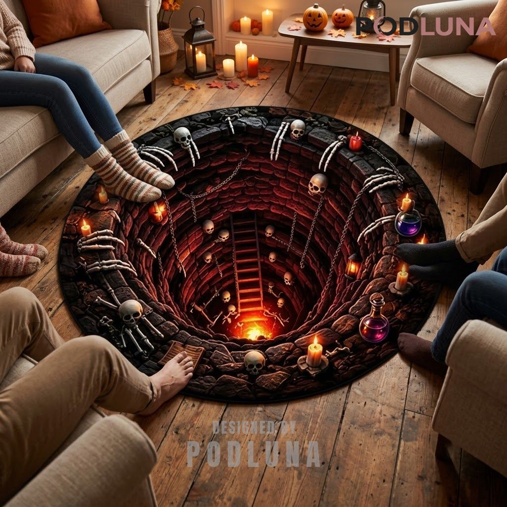 Skull Halloween 3D Rug Chained Well Ladder Potion Candle 2 Skull Halloween 3D Rug Chained Well Ladder Potion Candle 2