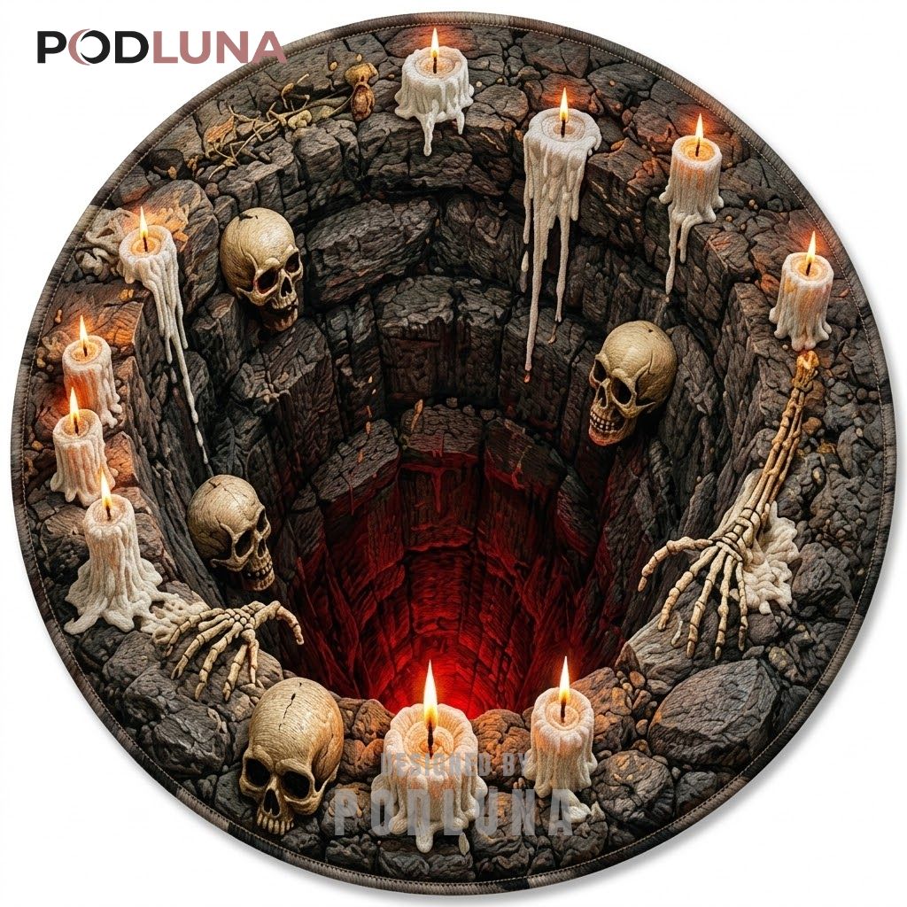 Skull Halloween 3D Rug Melting Candle Skeletal Hand Well 1