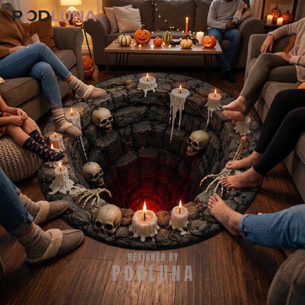 Skull Halloween 3D Rug Melting Candle Skeletal Hand Well 2 Skull Halloween 3D Rug Melting Candle Skeletal Hand Well 2