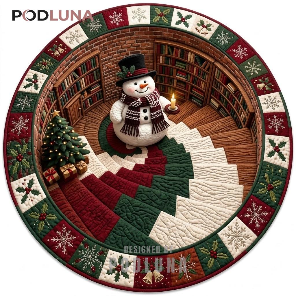 Snowman 3D Christmas Rug Book Nook Candlelit Staircase