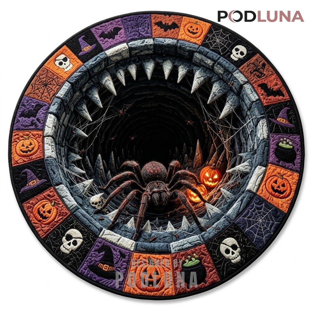 Spider Halloween 3D Rug Fang Vortex Pumpkin Icon Border 1
