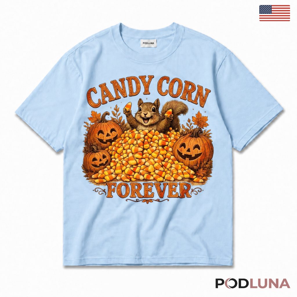 Squirrel Candy Corn Halloween T-Shirt Cute Autumn Animal Gift