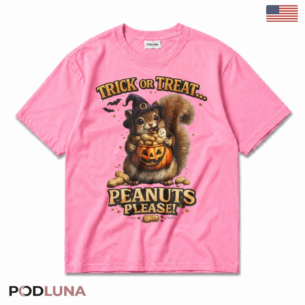 Squirrel Peanuts Halloween T-Shirt Trick Or Treat Cute Animal