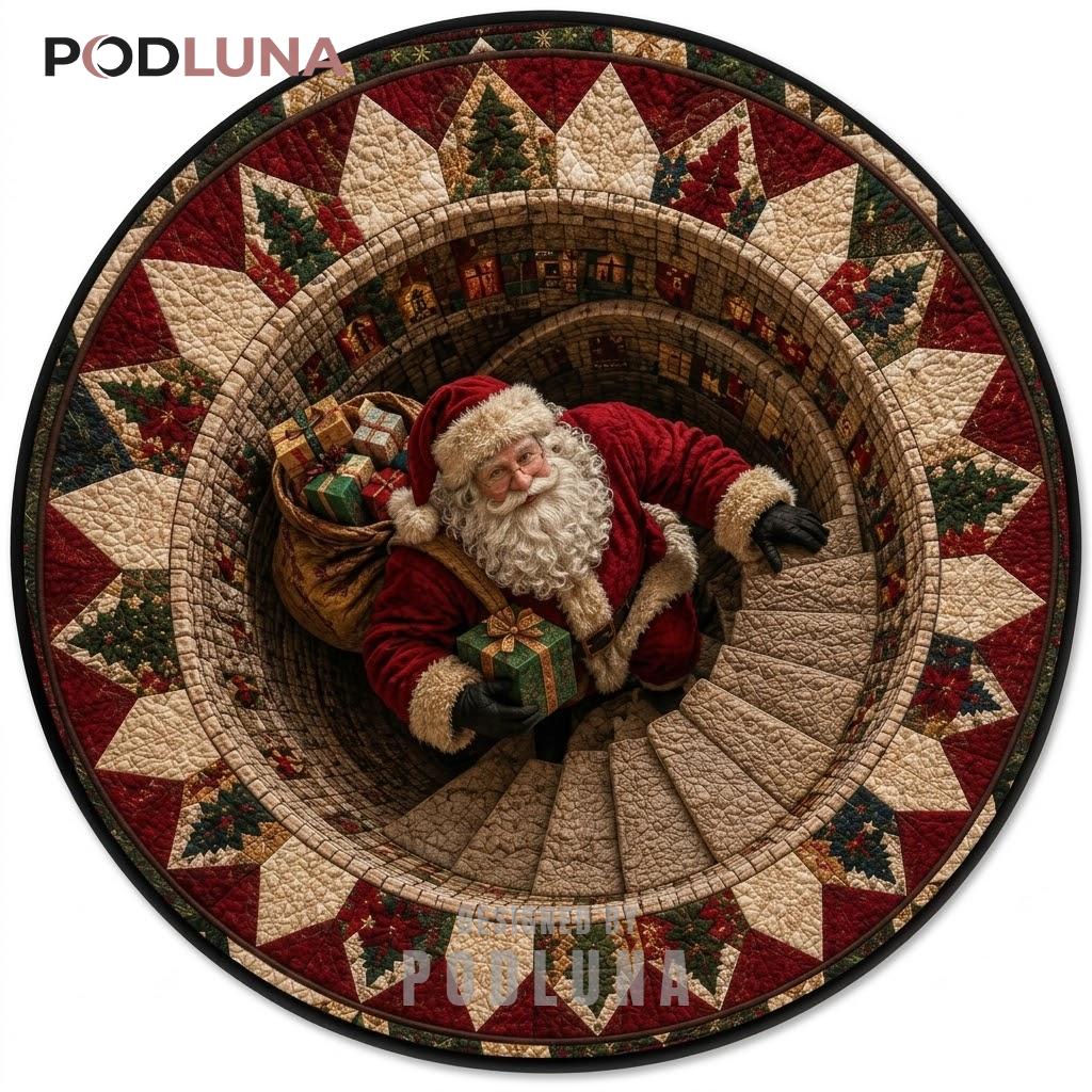 Star Quilt 3D Christmas Rug Santa Stone Staircase Gifts
