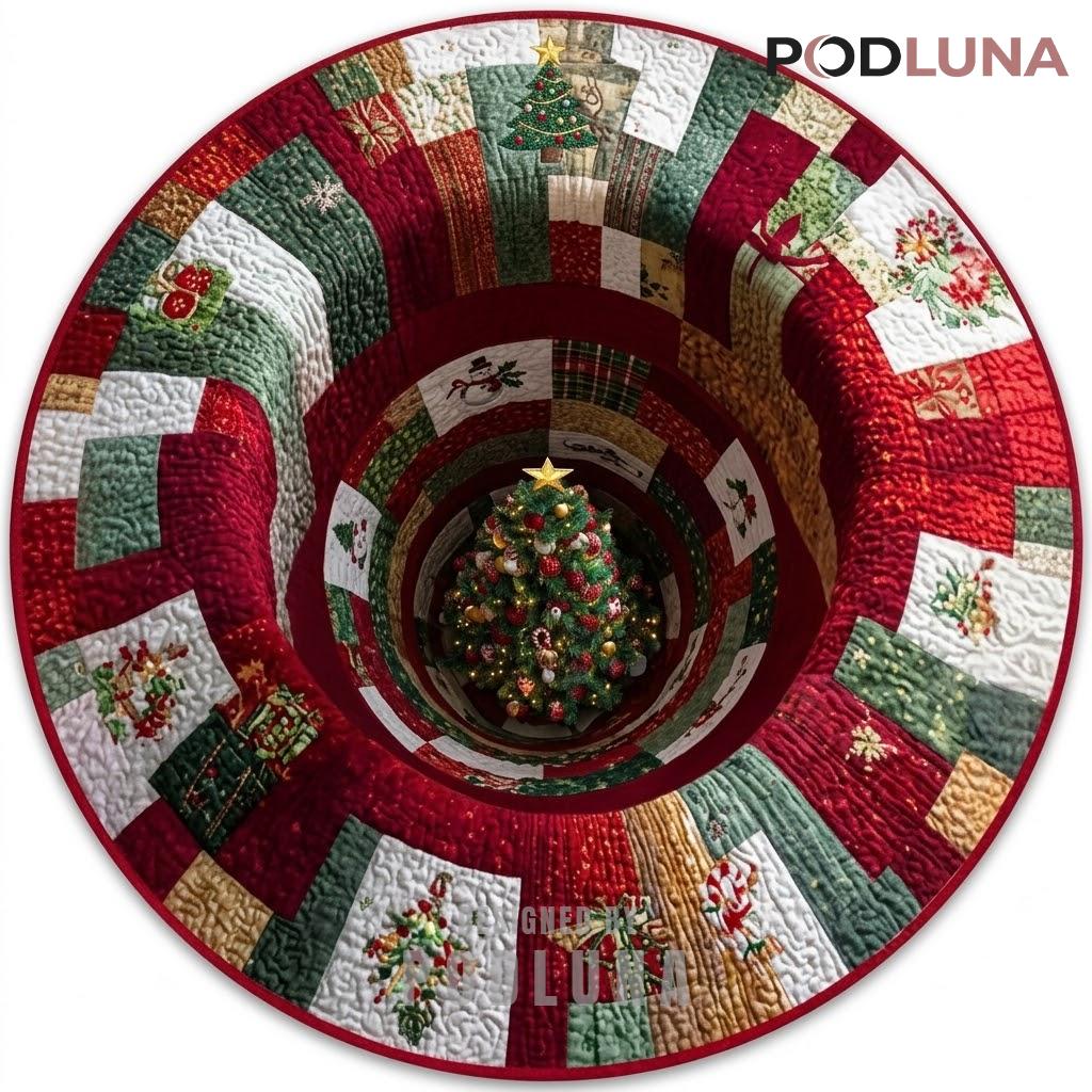 Star Topper 3D Christmas Rug Tree Patchwork Well