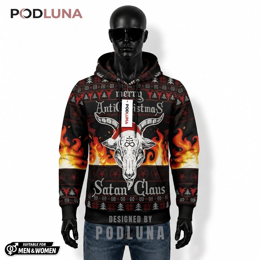 Baphomet Satan Claus Ugly Christmas 3D Hoodie 1