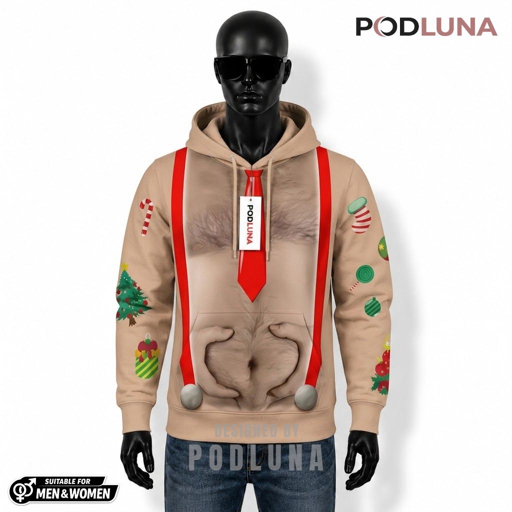 Big Belly Funny Christmas 3D Hoodie For Men 1