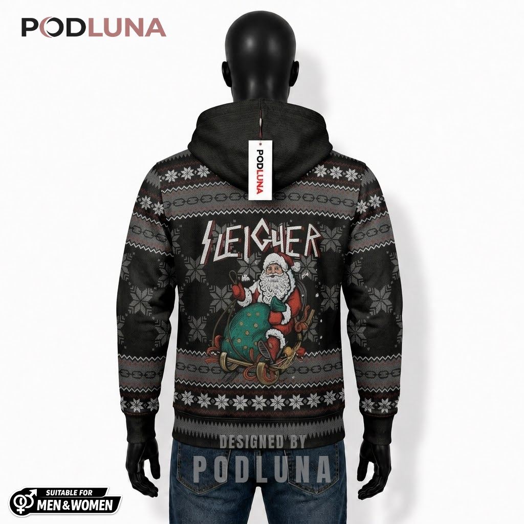 Black Holiday Santa Sleigh Sleigher Ugly Christmas 3D Hoodie 2 Black Holiday Santa Sleigh Sleigher Ugly Christmas 3D Hoodie 2
