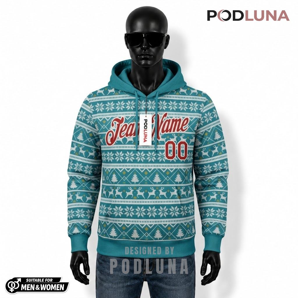 Blue Christmas Tree Custom Name Number 3D Hoodie 1