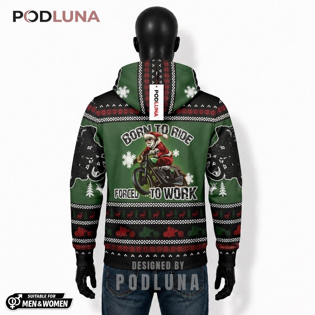 Born To Ride Biker Santa Motorcycle Ugly Christmas 3D Hoodie 2 Born To Ride Biker Santa Motorcycle Ugly Christmas 3D Hoodie 2