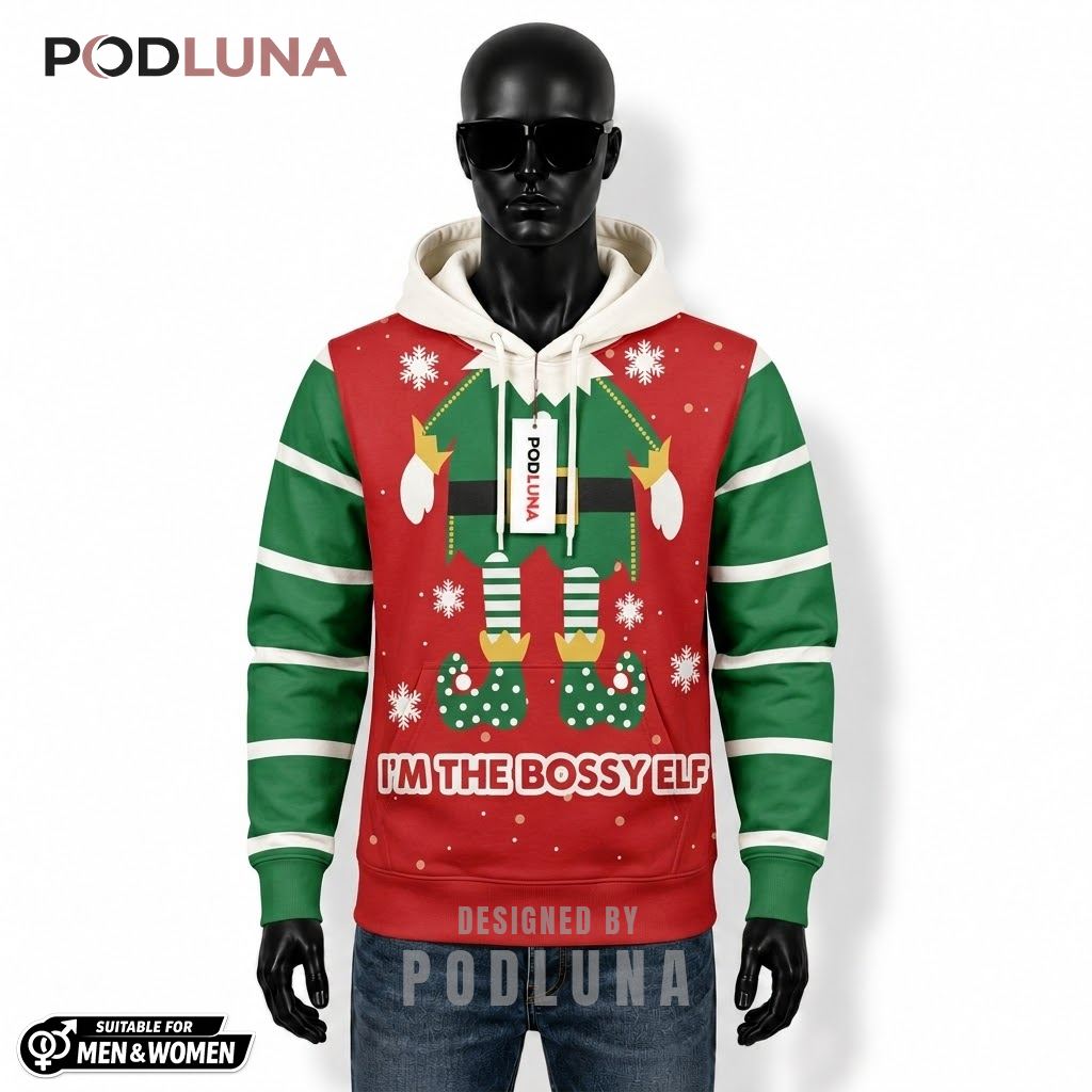Bossy Elf Costume Funny Ugly Christmas 3D Hoodie 1