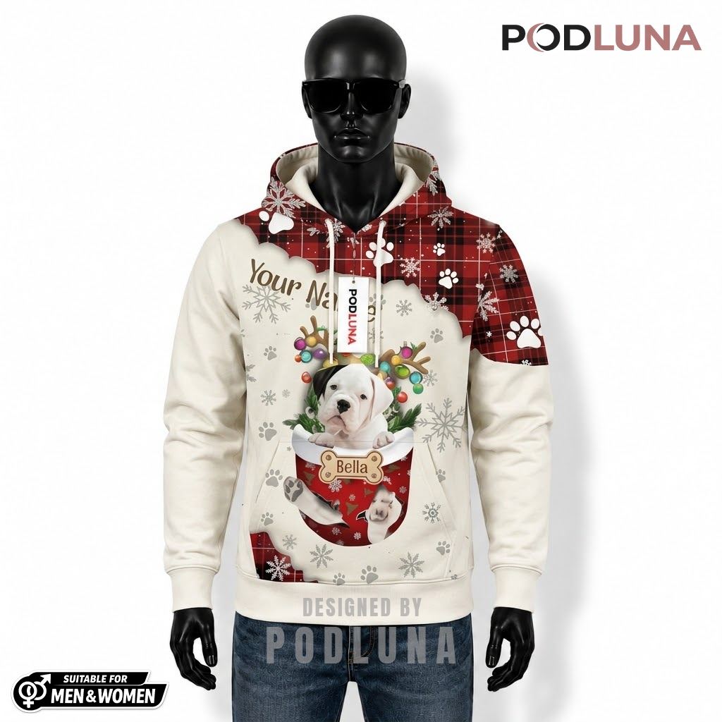 Boxer Puppy Dog Personalized Christmas 3D Hoodie 1