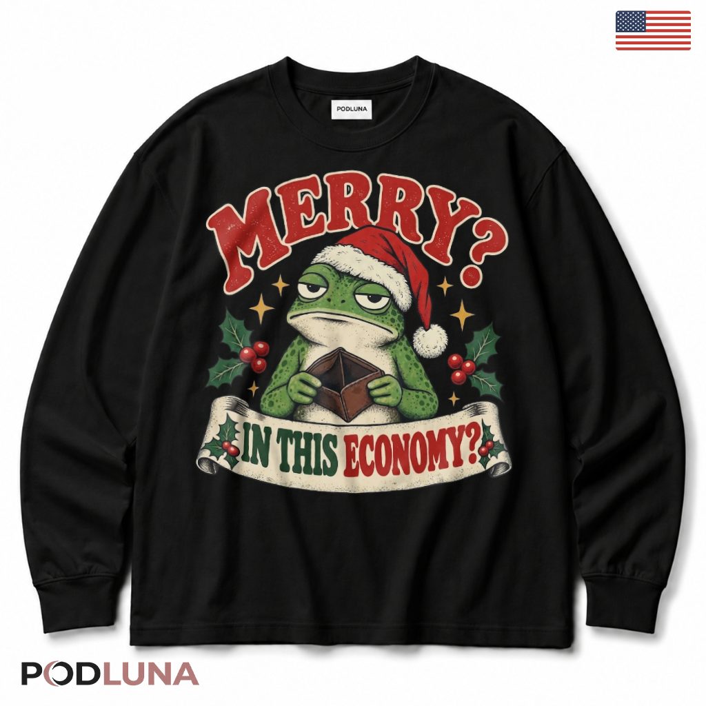 Broke Frog Christmas Long Sleeve Empty Wallet Economy Merry Holly Scroll Banner Funny Broke Frog Christmas Long Sleeve Empty Wallet Economy Merry Holly Scroll Banner Funny