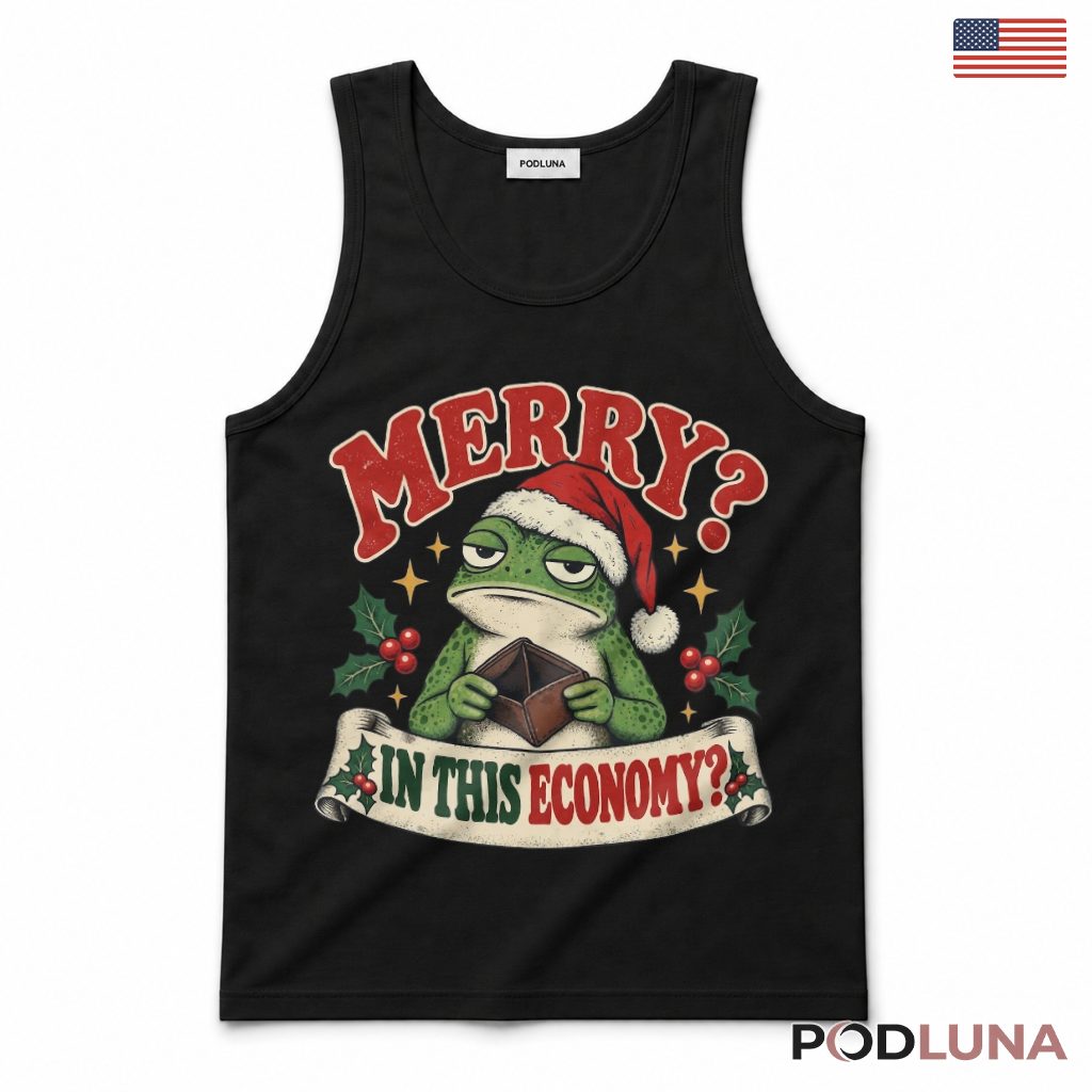 Broke Frog Christmas Tank Top Empty Wallet Economy Merry Holly Scroll Banner Funny Broke Frog Christmas Tank Top Empty Wallet Economy Merry Holly Scroll Banner Funny