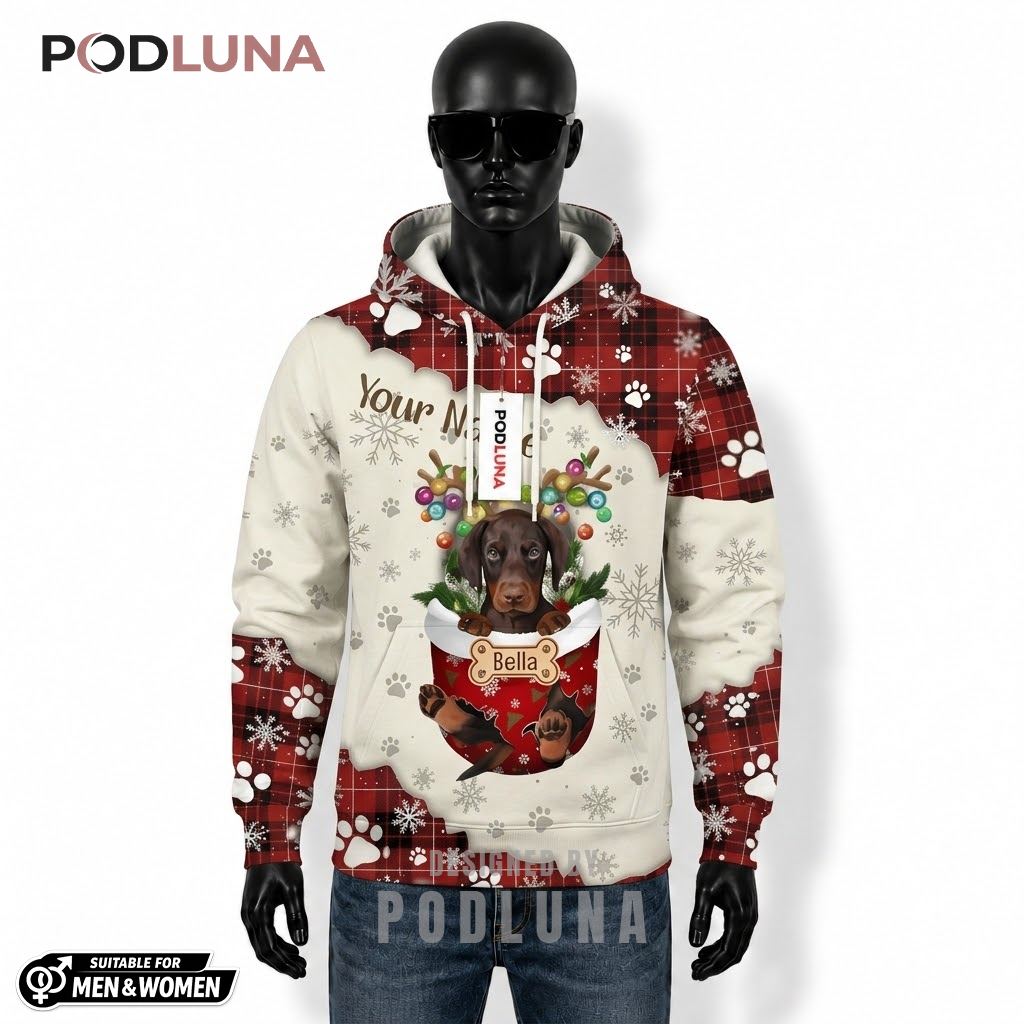 Dachshund Reindeer Custom Name 3D Hoodie 1