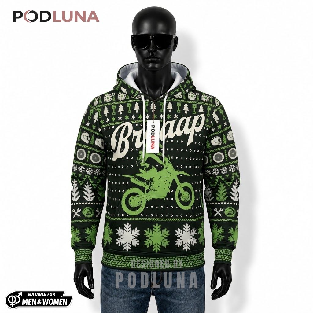 Dirt Bike Braaap Motorcycle Ugly Christmas 3D Hoodie 1