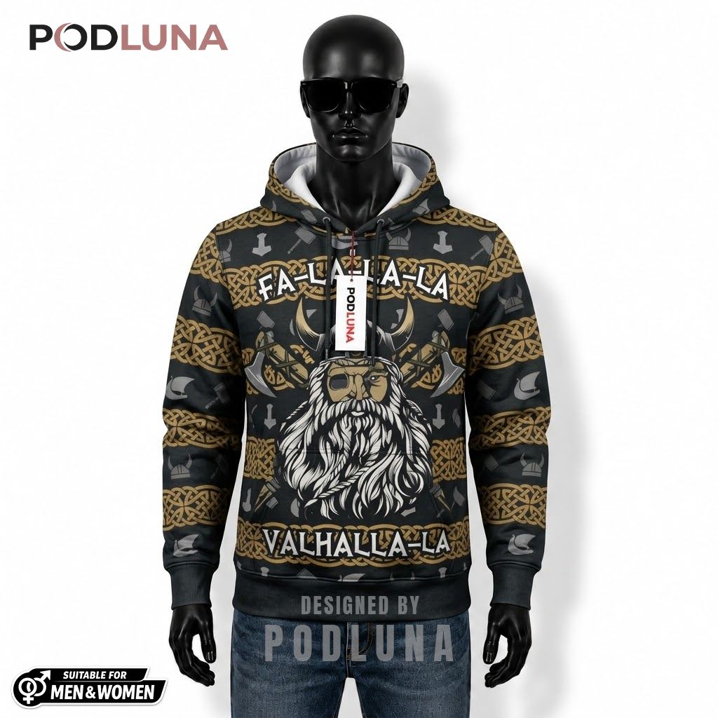 Fa-La-La Viking Warrior Valhalla Ugly Christmas 3D Hoodie 1