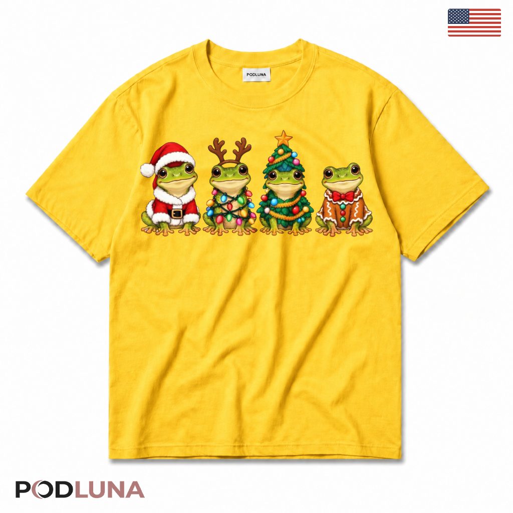 Frog Christmas T-Shirt Costume Parade Santa Reindeer Tree Gingerbread