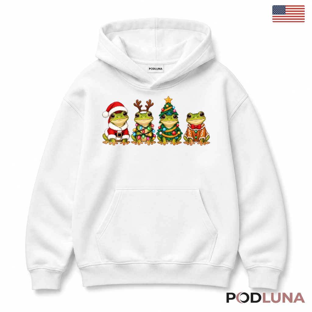 Frog Christmas Hoodie Costume Parade Santa Reindeer Tree Gingerbread Frog Christmas Hoodie Costume Parade Santa Reindeer Tree Gingerbread