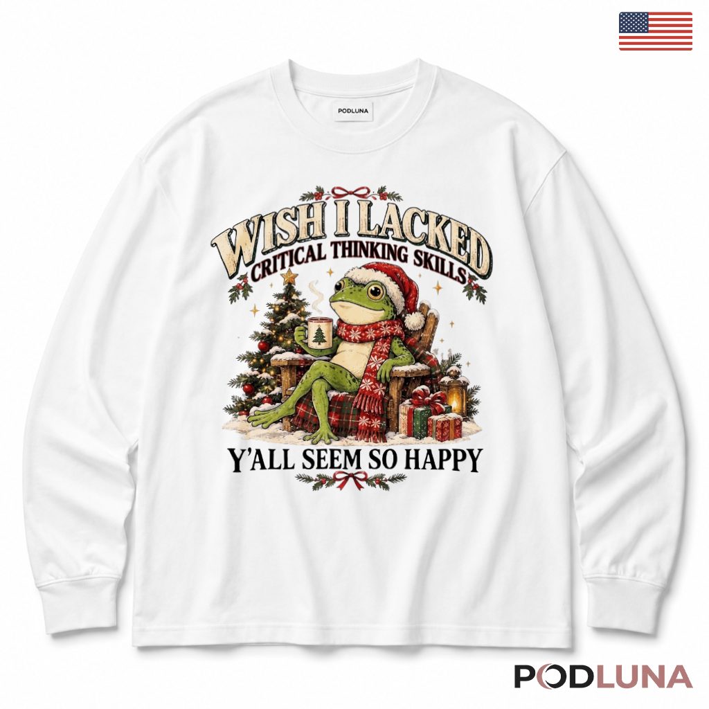 Frog Christmas Long Sleeve Critical Thinking Winter Scarf Snowy Tree Lantern Frog Christmas Long Sleeve Critical Thinking Winter Scarf Snowy Tree Lantern