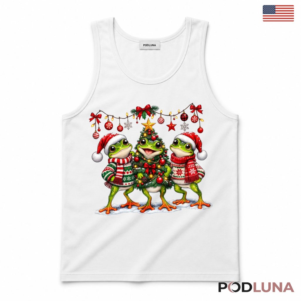 Frog Christmas Tank Top Three Frogs Garland Ornaments Winter Sweaters Frog Christmas Tank Top Three Frogs Garland Ornaments Winter Sweaters