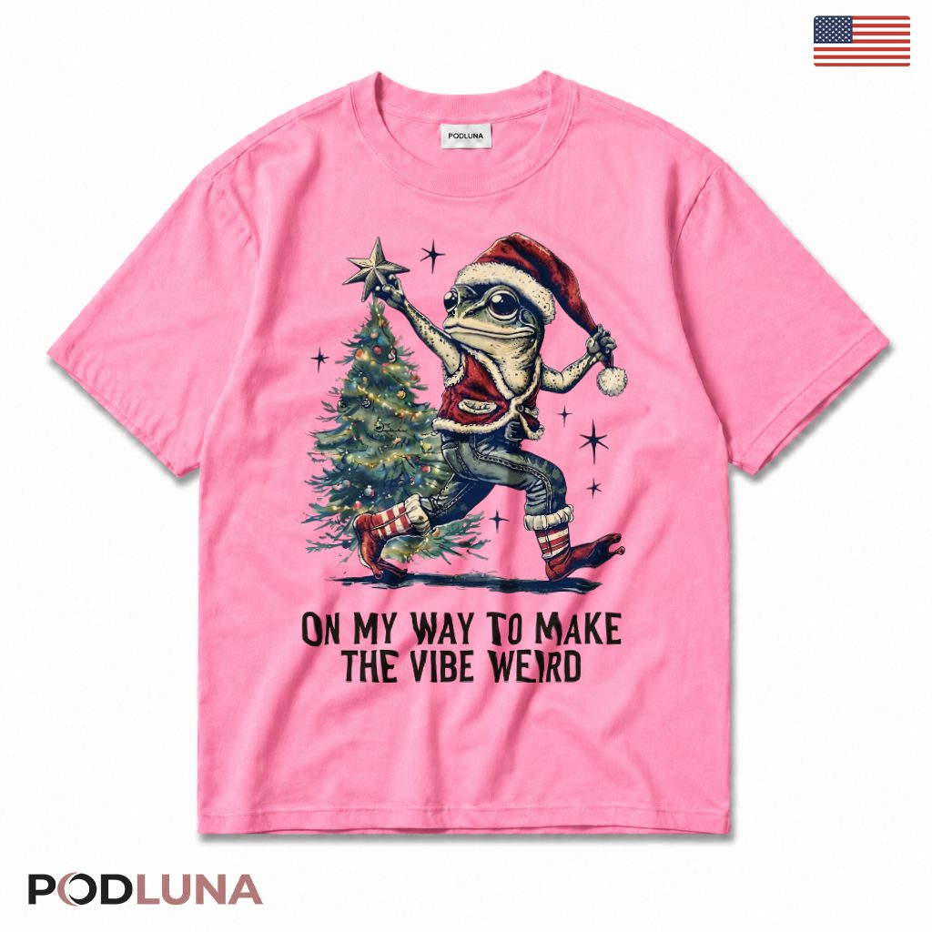 Frog Dancing Christmas T-Shirt Weird Vibe Denim Jeans Red Vest Funny