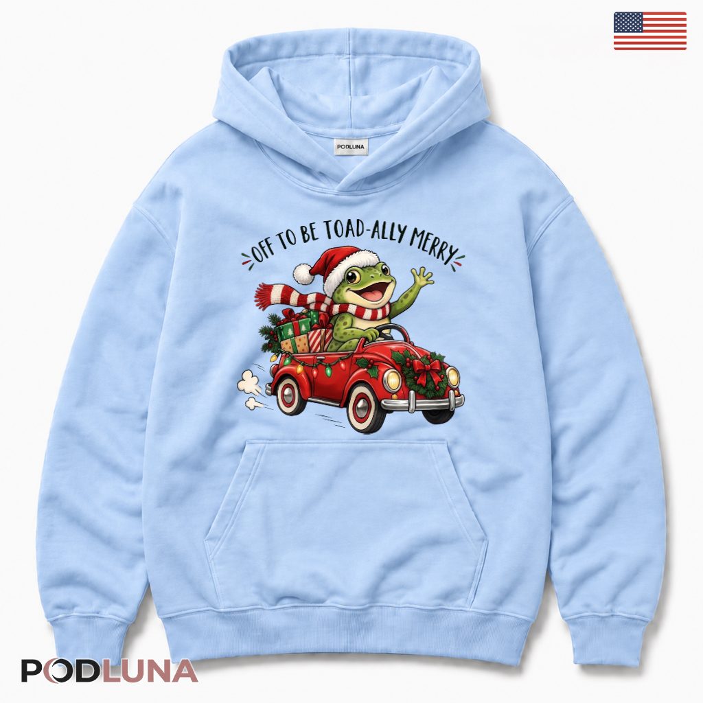 Frog Red Car Christmas Hoodie Toad Ally Merry Wreath Presents Scarf Joyride Frog Red Car Christmas Hoodie Toad Ally Merry Wreath Presents Scarf Joyride