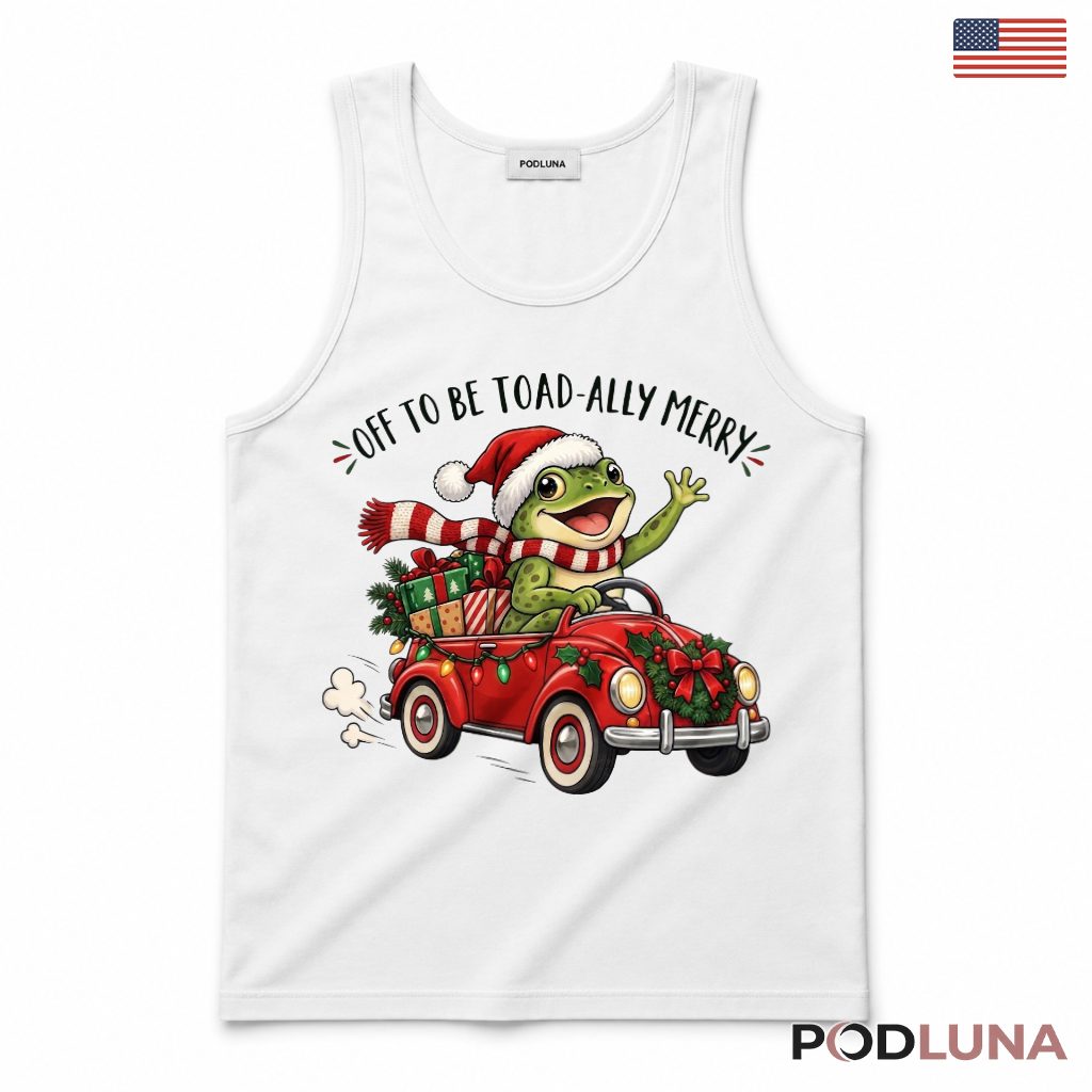Frog Red Car Christmas Tank Top Toad Ally Merry Wreath Presents Scarf Joyride Frog Red Car Christmas Tank Top Toad Ally Merry Wreath Presents Scarf Joyride