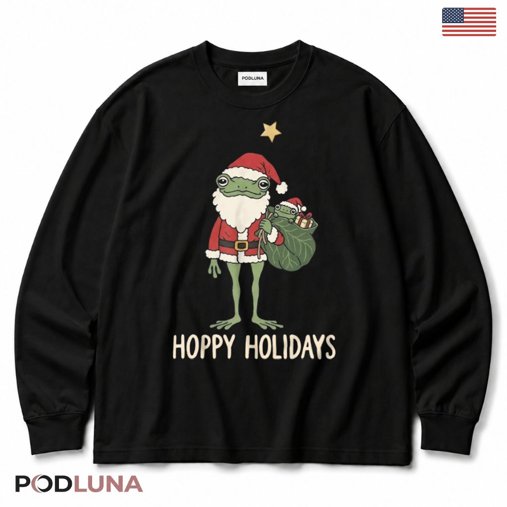 Frog Santa Christmas Long Sleeve Hoppy Holidays Frog Santa Christmas Long Sleeve Hoppy Holidays