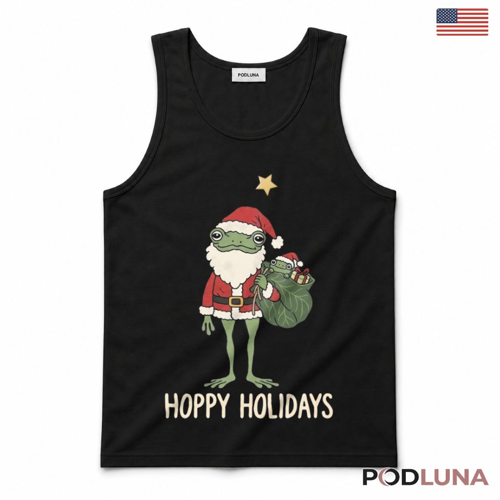 Frog Santa Christmas Tank Top Hoppy Holidays Frog Santa Christmas Tank Top Hoppy Holidays
