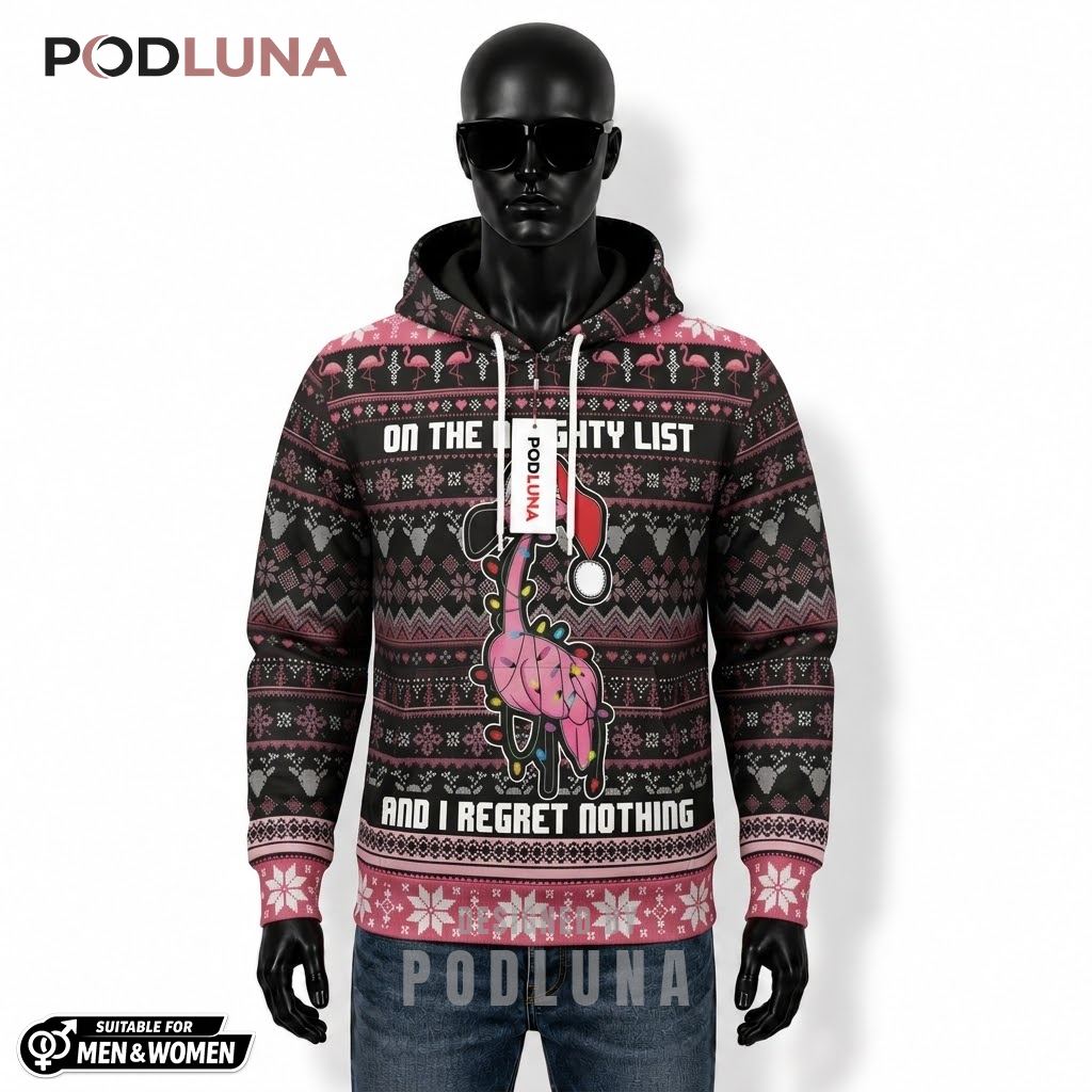 Funny Quote Pink Flamingo Ugly Christmas 3D Hoodie 1