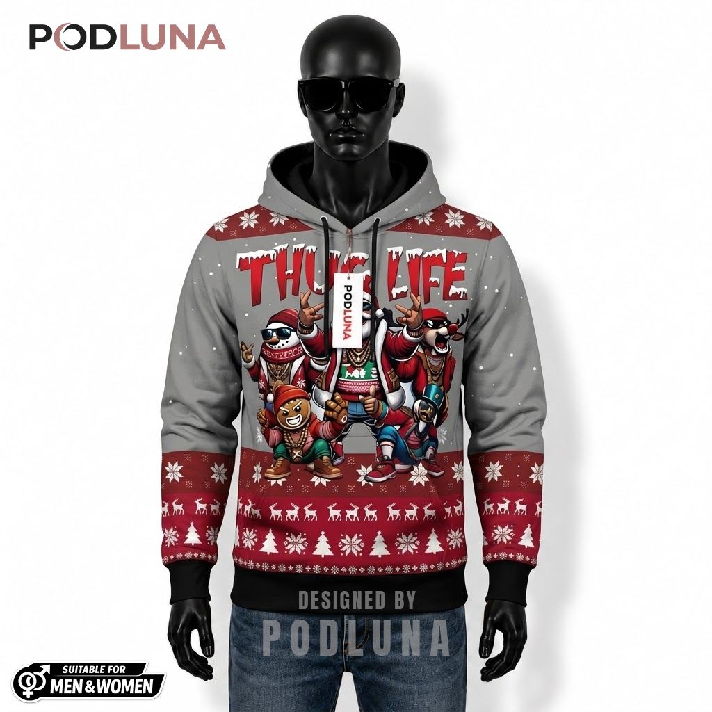 Gangster Gingerbread Thug Santa Christmas 3D Hoodie 1