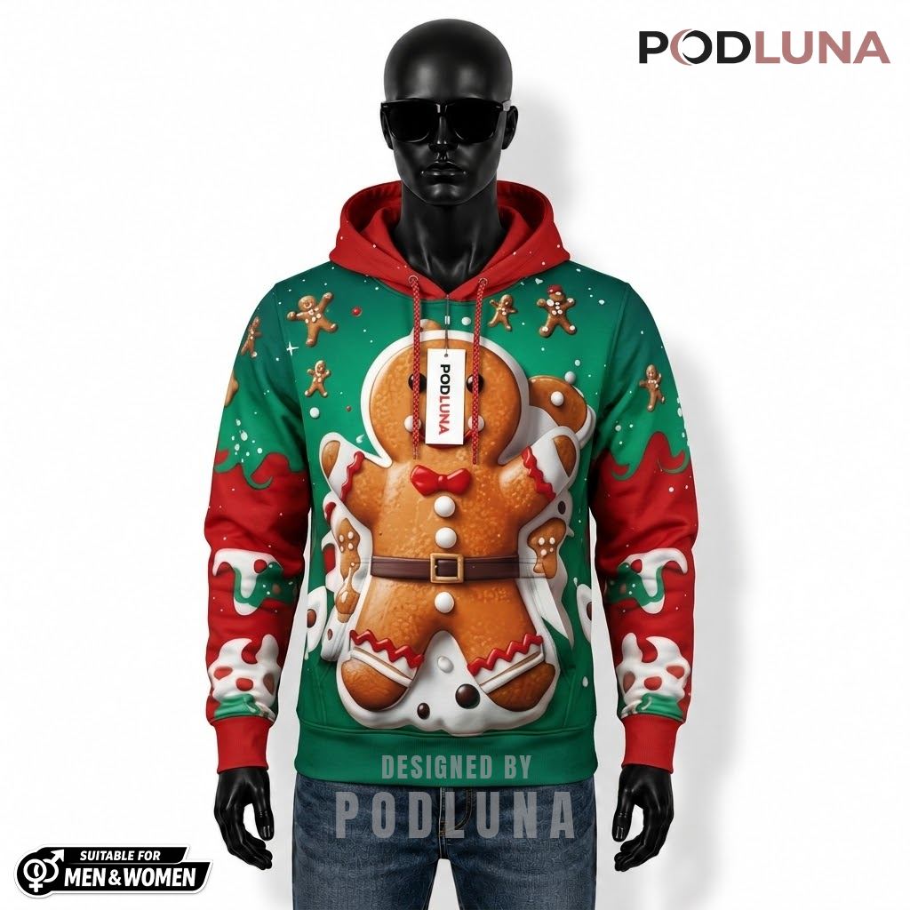 Gingerbread Man Christmas 3D Hoodie For Men Women 1