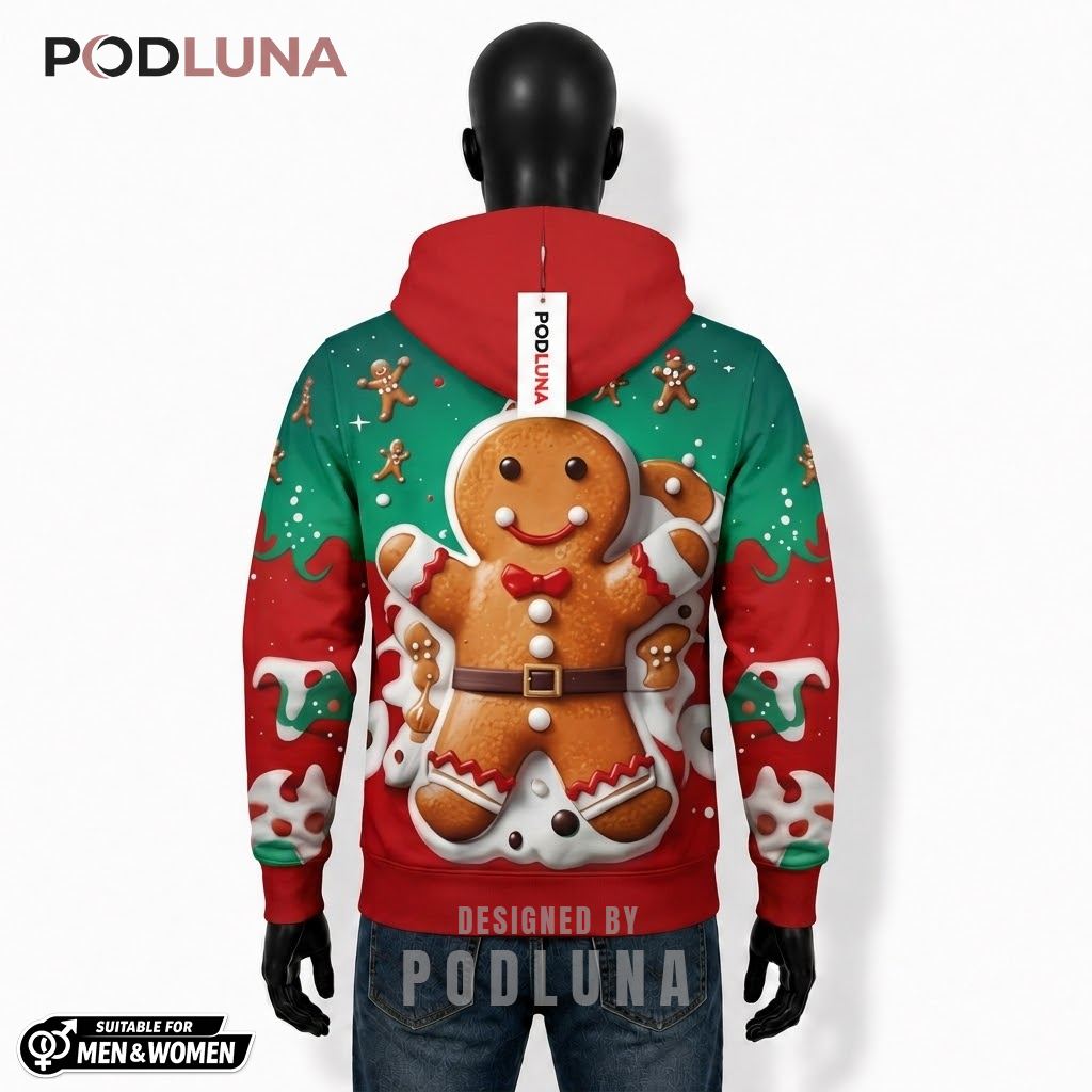 Gingerbread Man Christmas 3D Hoodie For Men Women 2 Gingerbread Man Christmas 3D Hoodie For Men Women 2