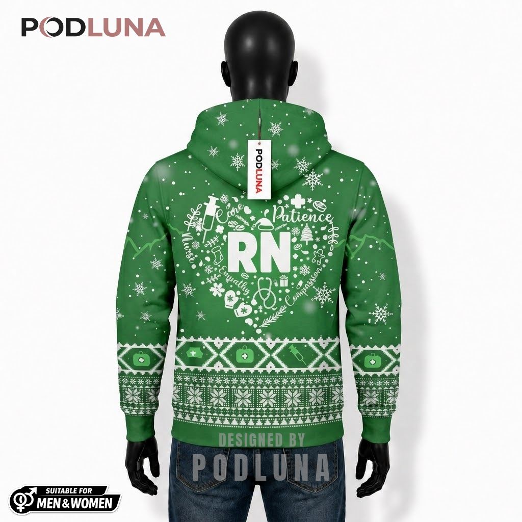 Green Registered Nurse Life Custom Ugly Christmas 3D Hoodie 2 Green Registered Nurse Life Custom Ugly Christmas 3D Hoodie 2