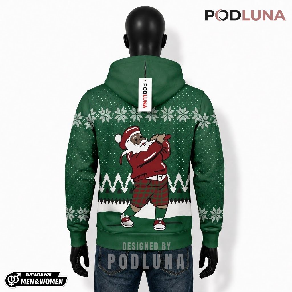 Green Santa Golfing Ugly Christmas 3D Hoodie 2 Green Santa Golfing Ugly Christmas 3D Hoodie 2