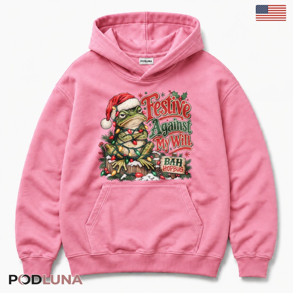 Grumpy Frog Christmas Hoodie Festive Against My Will Bah Hopbug Grumpy Frog Christmas Hoodie Festive Against My Will Bah Hopbug
