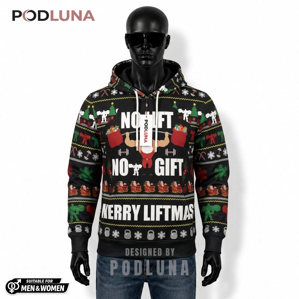 Gym Fitness Bodybuilder Santa Xmas 3D Hoodie 1