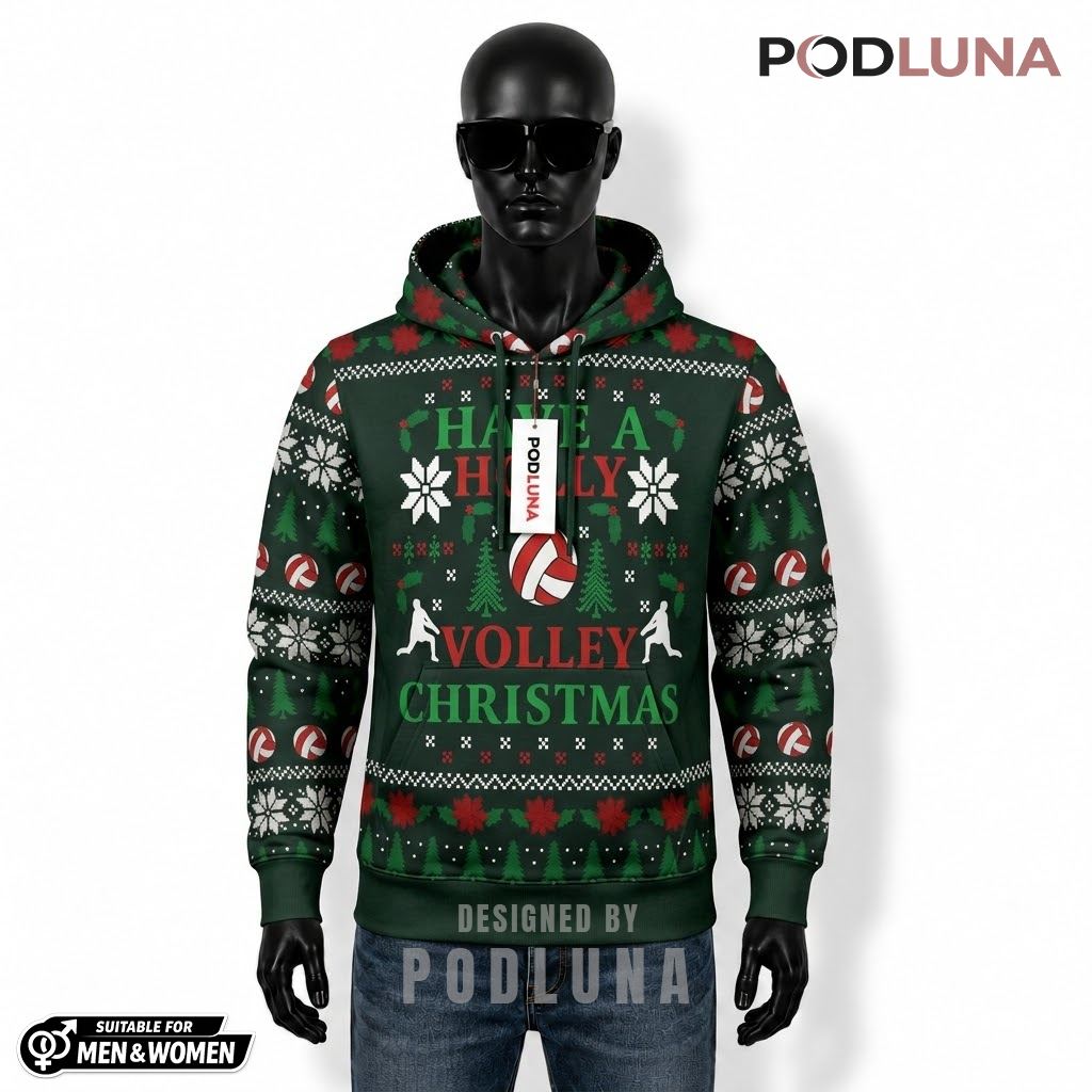 Holly Volley Christmas Ugly Christmas 3D Hoodie 1