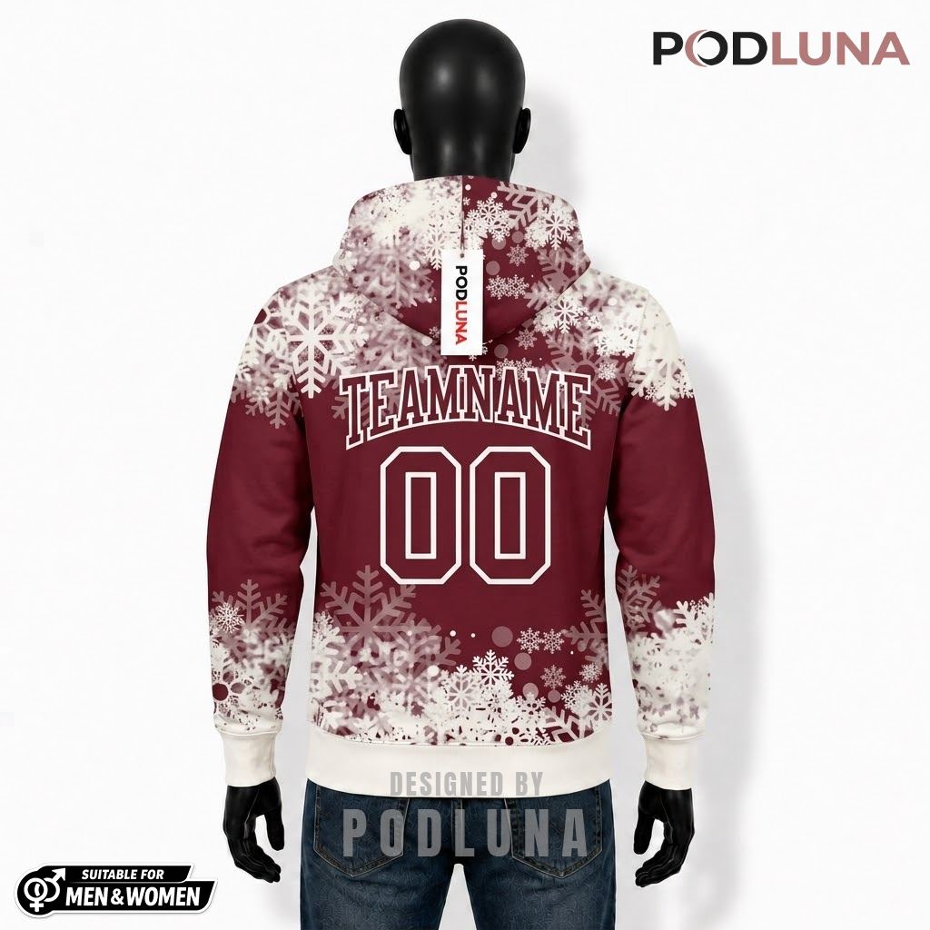 Maroon Snowflake Personalized Christmas 3D Hoodie 2 Maroon Snowflake Personalized Christmas 3D Hoodie 2