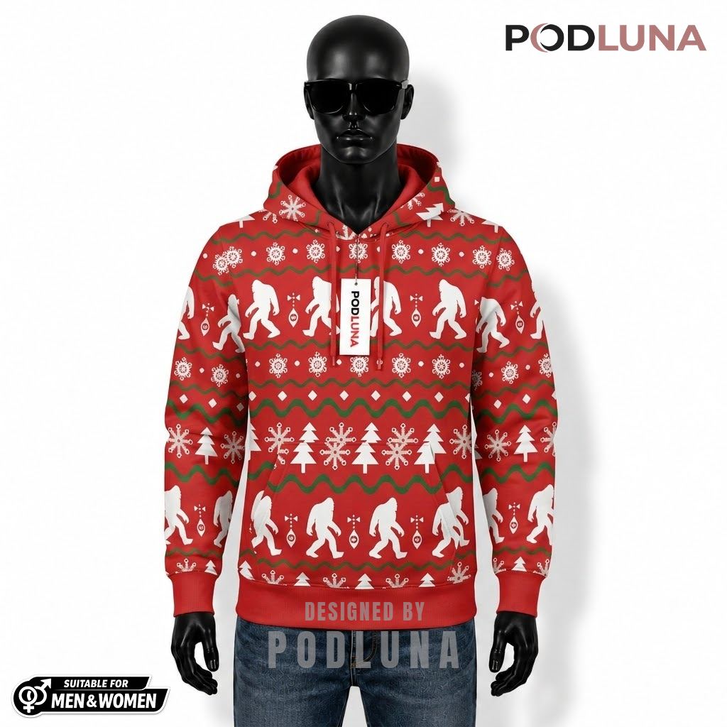 Mythical Creature Funny Bigfoot Ugly Christmas 3D Hoodie 1