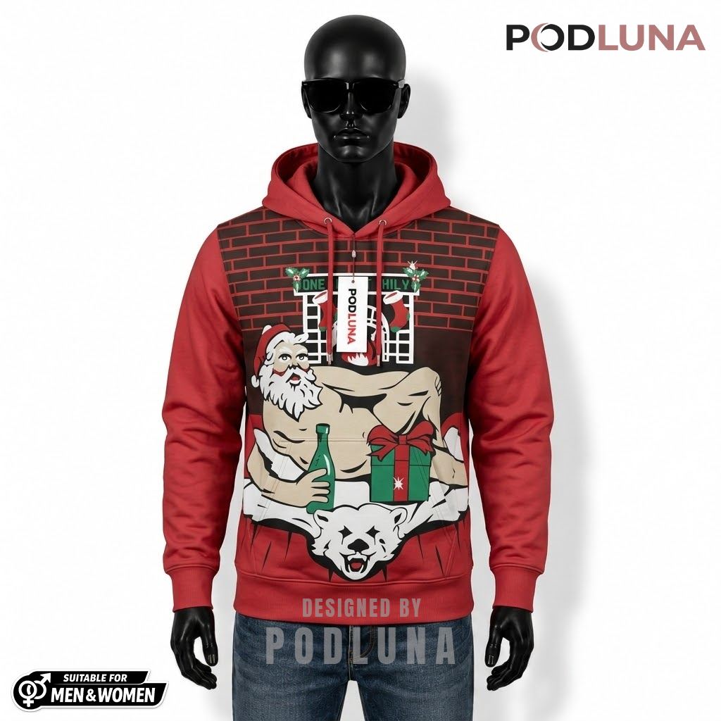 Naughty Santa Polar Bear One Night Only 3D Hoodie 1