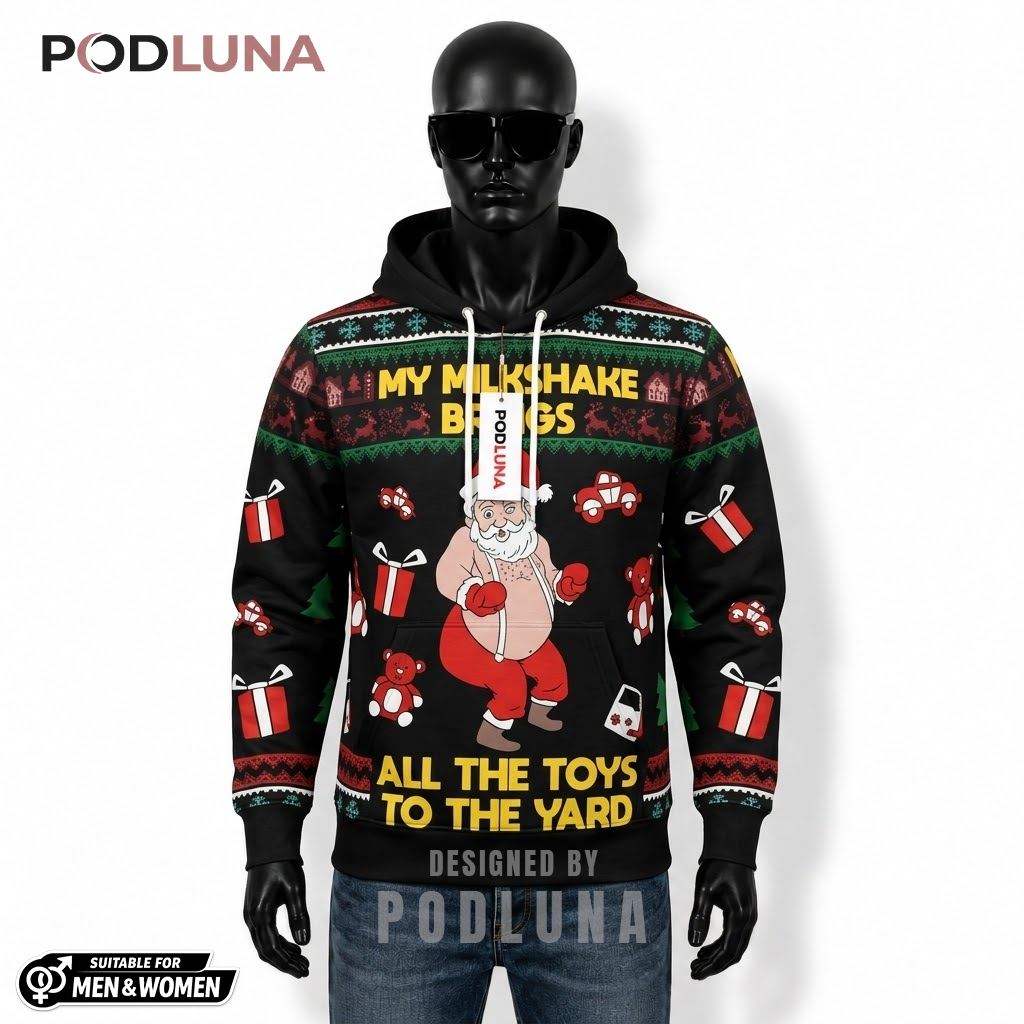 Party Wear Milkshake Santa Funny Ugly 3D Hoodie 1