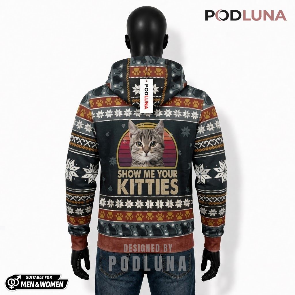 Paw Print Funny Cat Kitties Ugly Christmas 3D Hoodie 2 Paw Print Funny Cat Kitties Ugly Christmas 3D Hoodie 2