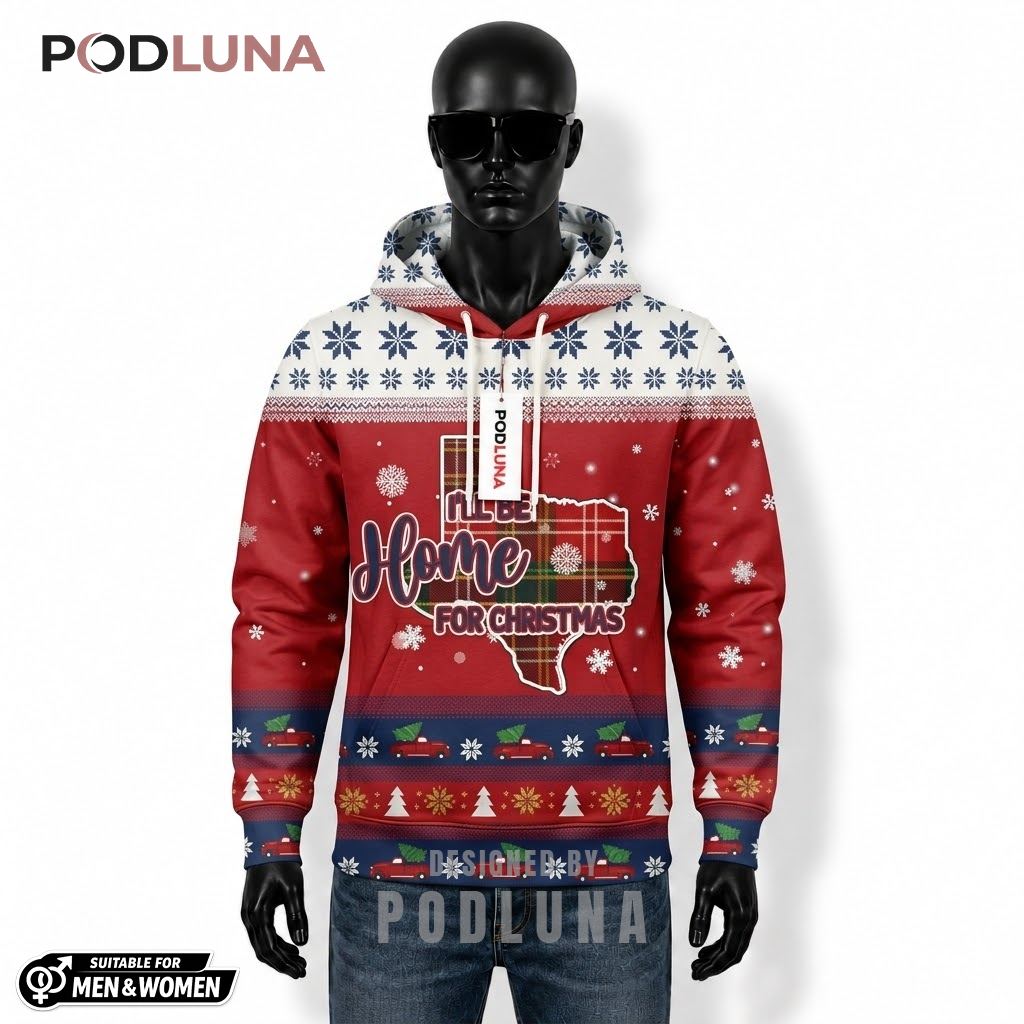 Plaid Map Texas Home For Christmas Ugly 3D Hoodie 1