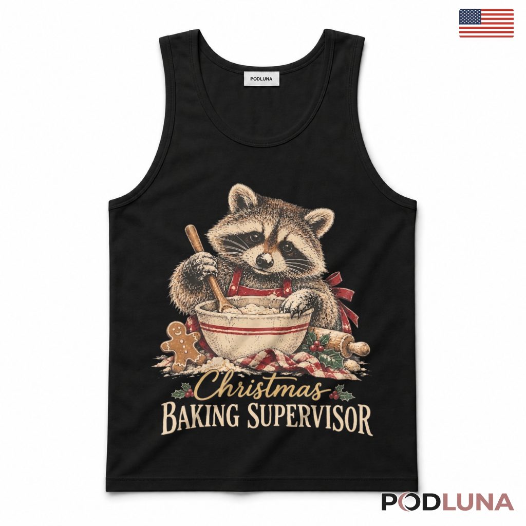 Raccoon Baking Christmas Tank Top Gingerbread Man Rolling Pin Cookie Supervisor Raccoon Baking Christmas Tank Top Gingerbread Man Rolling Pin Cookie Supervisor